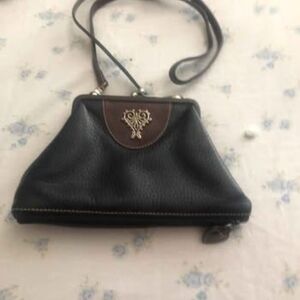 Brighton Black and Brown Clutch with Silver Accent